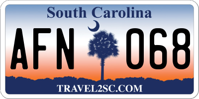 SC license plate AFN068