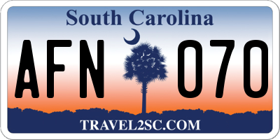 SC license plate AFN070