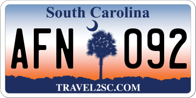 SC license plate AFN092