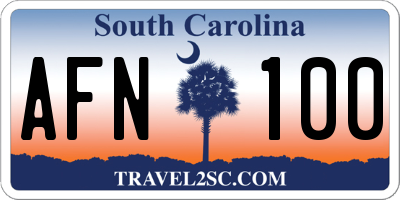 SC license plate AFN100
