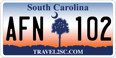 SC license plate AFN102
