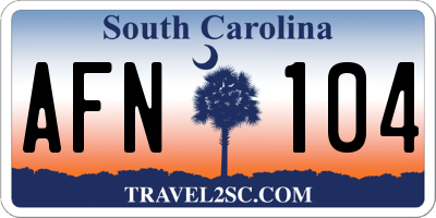 SC license plate AFN104