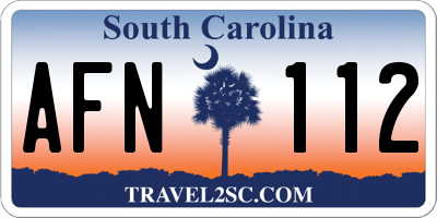 SC license plate AFN112