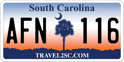 SC license plate AFN116