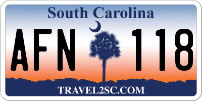SC license plate AFN118