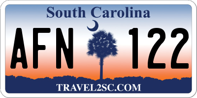SC license plate AFN122