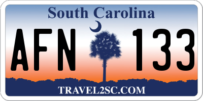 SC license plate AFN133