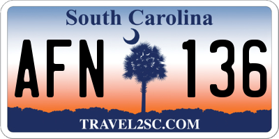 SC license plate AFN136