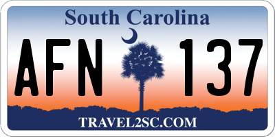 SC license plate AFN137