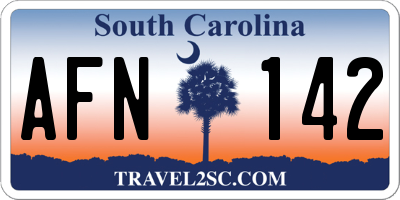 SC license plate AFN142
