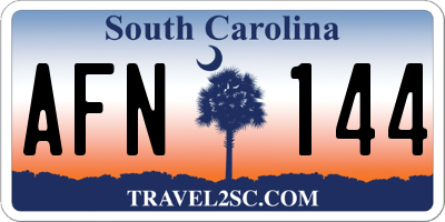 SC license plate AFN144
