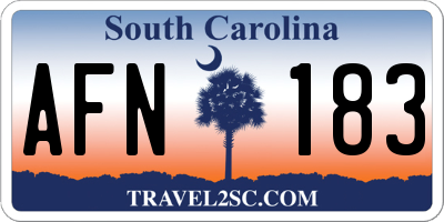SC license plate AFN183