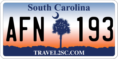 SC license plate AFN193