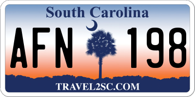 SC license plate AFN198
