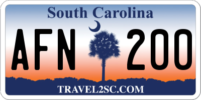 SC license plate AFN200