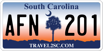 SC license plate AFN201