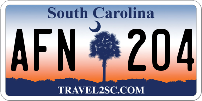 SC license plate AFN204