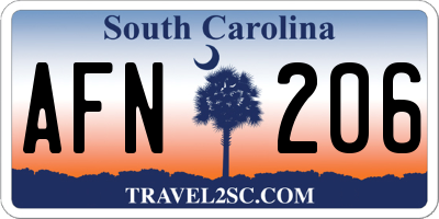 SC license plate AFN206