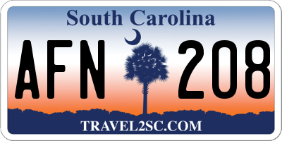 SC license plate AFN208