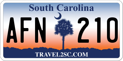 SC license plate AFN210