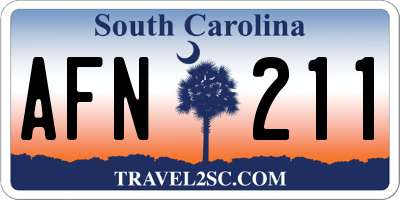 SC license plate AFN211