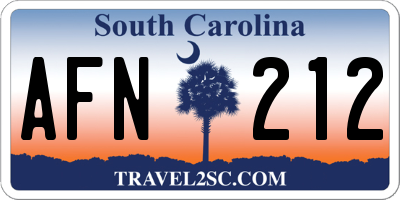 SC license plate AFN212