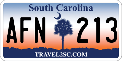 SC license plate AFN213