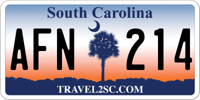SC license plate AFN214