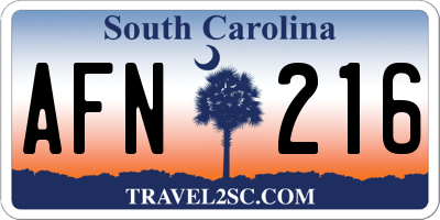 SC license plate AFN216