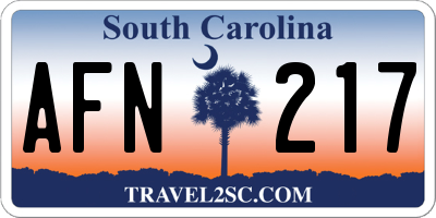 SC license plate AFN217