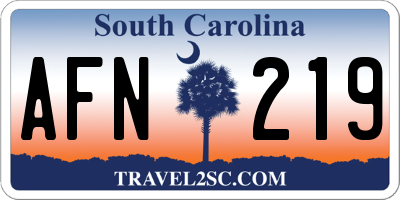 SC license plate AFN219