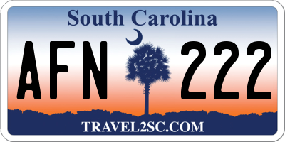 SC license plate AFN222