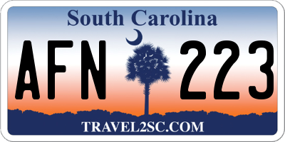 SC license plate AFN223