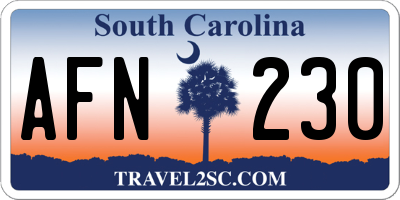 SC license plate AFN230