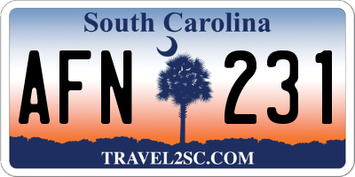 SC license plate AFN231