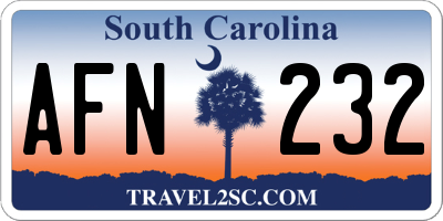 SC license plate AFN232