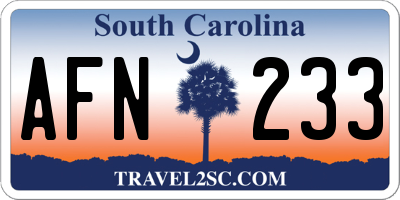 SC license plate AFN233