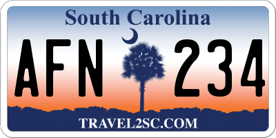 SC license plate AFN234