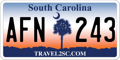 SC license plate AFN243