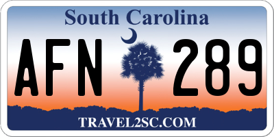 SC license plate AFN289