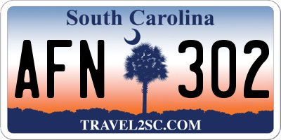 SC license plate AFN302