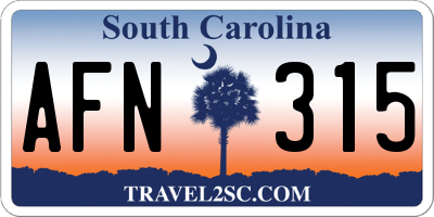 SC license plate AFN315