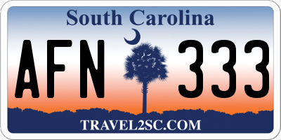SC license plate AFN333