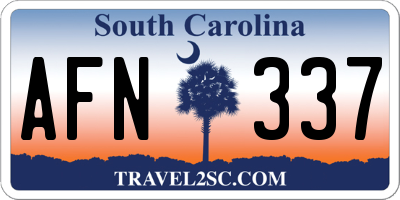 SC license plate AFN337