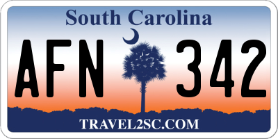 SC license plate AFN342