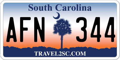 SC license plate AFN344
