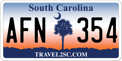 SC license plate AFN354