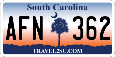 SC license plate AFN362