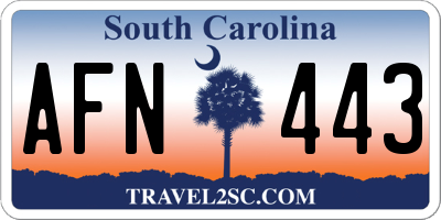 SC license plate AFN443
