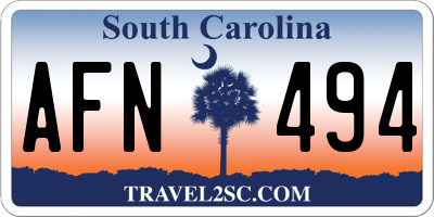 SC license plate AFN494